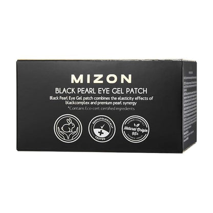 MIZON Pearl Eye Gel Patch Masks, Eye Treatment Mask Reduces Wrinkles and Puffiness, Dark Circles treatment, Hydrogel Eye Patches (Black Pearl)