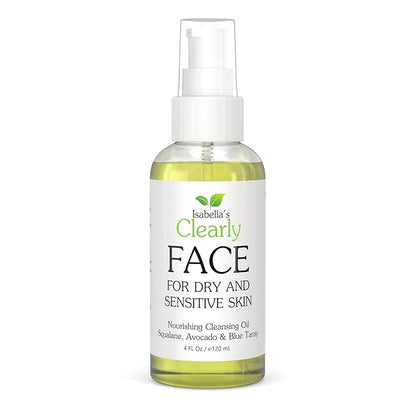 Clearly FACE, Natural Oil Cleanser Face Wash and Makeup Remover | Gentle Cleansing Oil with Avocado, Argan, Blue Tansy and Vegan Squalane | Pure & Toxin-Free, Water Free, Made in USA