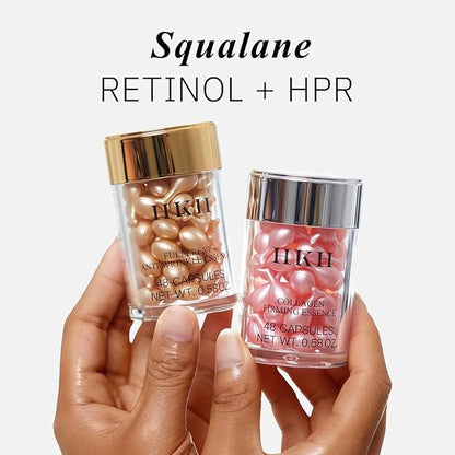 HKH Vitamin C Serum for Face: 48 Capsules Retinol Anti-Aging Wrinkle Repair Serum - Vitamin E Niacinamide Oil for Women - Daily Deep Skin Care for Fine Lines Smoothing Hydrating Brightening