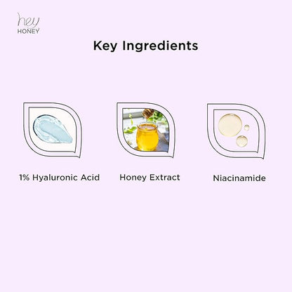 Hey Honey Multi Humectant Firming Serum: 1% Hyaluronic Acid Urea Lactic Acid & Honey Complex for Deep Hydration, Plumping & Skin Barrier Support | 20 mL / 0.68 fl oz