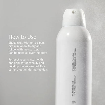 Cyklar Glycolic Acid Exfoliating Body Spray – 10% AHA Toner for Face & Body. Skin-Smoothing Spray with Peptides & Enzymes – Fragrance-Free, 6 fl oz