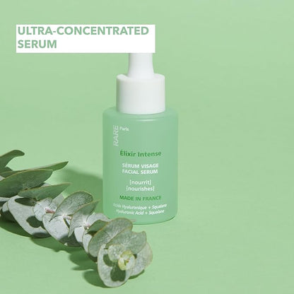 RARE Paris - Élixir Intense - Nourishing Facial Serum - Hydrating & Brightening - With Hyaluronic Acid & Squalene - Nourishing, Firming & Revitalizing - Multi-Active Serum Formula - 1oz