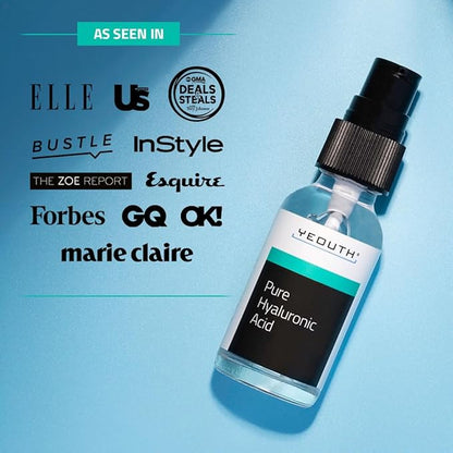 YEOUTH Pure Hyaluronic Acid Serum for Face 99% for Dry & Dull Skin, Hydrating Hyaluronic Acid Skincare Serum for Women & Men, For All Skin Types 2oz