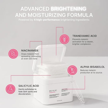Toning Active Pad – Dual-Textured Toner Pads for Brightening, Hydrating, and Soothing with Tranexamic Acid & Hyaluronic Acid – Gentle for Sensitive Skin, Korean Skin Care, Vegan, 70 Pads