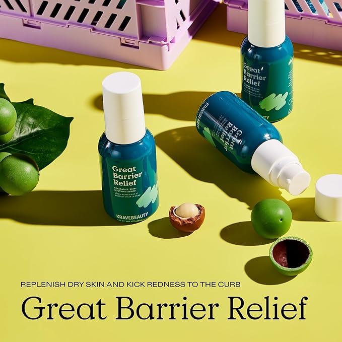 KraveBeauty Great Barrier Relief Serum Duo – Korean-Inspired Barrier Repair Serum, Tamanu Oil, Soothes Redness & Hydrates, Vegan & Cruelty-Free, 1.52 fl oz x2