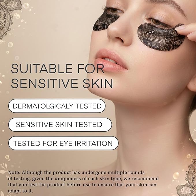 Under Eye Patches,Lace Eye Mask for Puffy Eyes and Dark Circles,Collagen Skin Care Products,Hydrating,Smoothing,Anti-Aging Eye Patch for Under Eye Bags（24 Pairs）