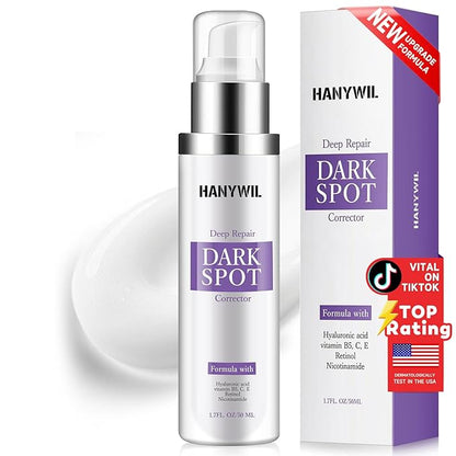 HANYWIL Dark Spot Remover for Face & Body Serum,Rapid Tone Repair Cream with Hyperpigmentation Treatment,Sun Spot, Age Spot & Melasma Remover,Dermatologist-Tested Brightening Retinol Serum (1.7 Fl Oz)