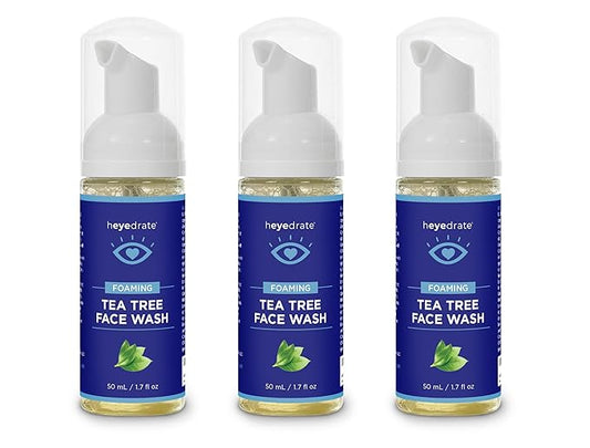 Foaming Tea Tree Face Wash and Eyelid Cleanser for Women - Made With Organic Ingredients & Aloe Vera, 3 Pack - 1.7 Ounces