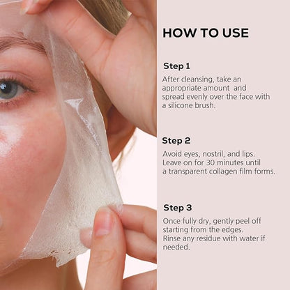 Collagen 70 PDRN Glow Mask 2.82 fl.oz, Korean Peel-Off Mask for Firming, Glass Skin, Glutathione, Cica PDRN, Slow-Aging, Hydrating, Vegan K-Beauty Skin Care