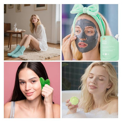 Tea Tree Face Sheet Mask Pack, 55Pcs Skin Care Set for Women & Men, Self Care Kit, Hydrogel Jelly Mask, Eye Gel, Under Eye Patches, Hyaluronic Acid Facial Serum, Christmas, Birthday,Mother Day, Dad