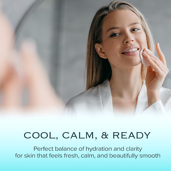 Ice Sorbet Toner Pads | Skin Prep Wipes for Puffiness, Under Eye Bags & Instant Face Lift | Gel Pads for Sunburn Relief & After Sun with 30% Glacial Water & Caffeine | Pack of 2 (120 Count)