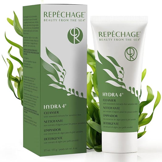 Repechage Hydra 4 Cleanser with Seaweed Extracts for Sensitive Skin - Daily Hydrating Gentle Cleanser, Removes Waterproof Makeup, Exfoliating Lactic Acid, Balances and Moisturizes Skin, 6 oz.