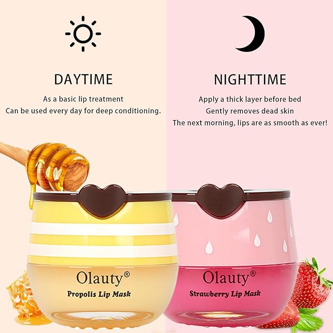 8 PCS Bee Lip Balm Honey Pot,Honey Lip Balm Lip Mask,Propolis Moisturizing Lip Sleeping Mask Reduces Lip Lines,Hydrating Prevention Dry and Cracked Lip Scrubs Exfoliator