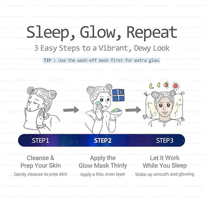 Finlande Aurora Night Glow Mask - 3-Step Overnight Gel Mask w/ 20,000 Aurora Capsules, Ceramide & 8 Hyaluronic Acids - Hydrating Sleep Mask for Smooth & Balanced Skin Korean Skin Care (2.1 oz)