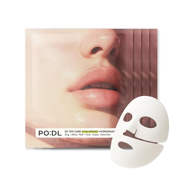 podl All-In-One Hyaluronic Hydrogel Mask(4ea) | Collagen Face Mask for Glass Glow Skin | Deep Hydration & Radiance Boosting | Improves Skin Elasticity & Firmness | Korean Face Mask Skincare