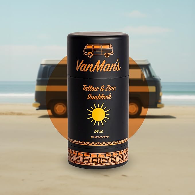 Vanman Tallow and Zinc Sunblock Stick - Mineral Sunscreen with Non-Nano Zinc Oxide - Sunstick Made with Grass Fed Beef Tallow for Face & Body Protection - 3.3 ounce