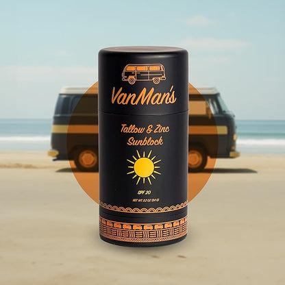 Vanman Tallow and Zinc Sunblock Stick - Mineral Sunscreen with Non-Nano Zinc Oxide - Sunstick Made with Grass Fed Beef Tallow for Face & Body Protection - 3.3 ounce