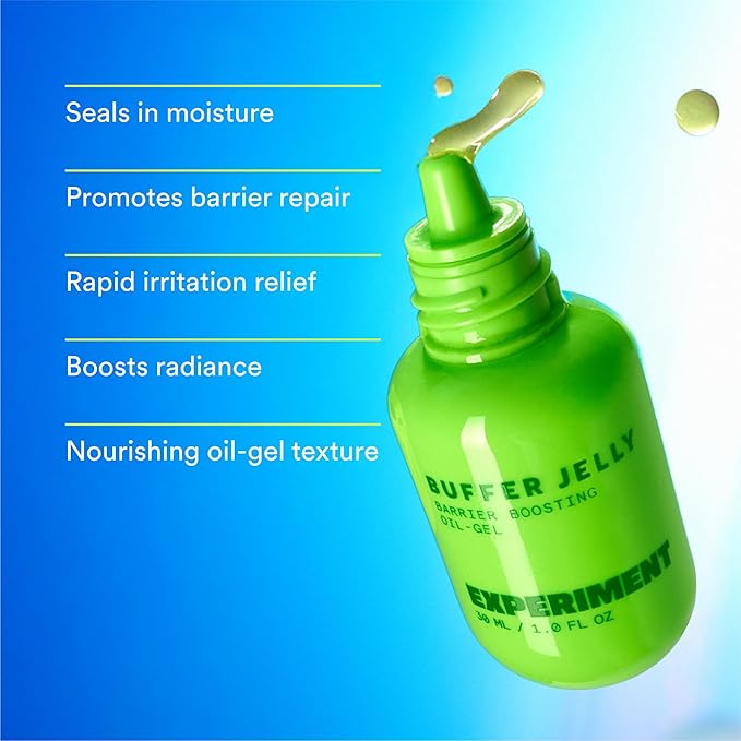 Experiment Buffer Jelly Intensive Barrier Treatment Oil – Ceramide, Squalane and Panthenol - Hydrating, Soothing and Strengthening, 1.0 FL OZ– Vegan Formula for Dry Skin Types