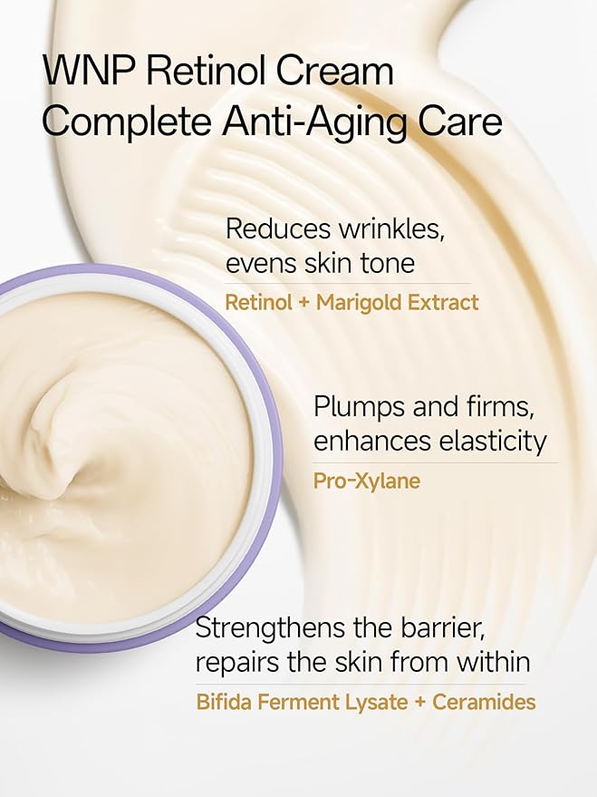 WNP Gentle Retinol Cream for Sensitive Skin, 10×Deep Transdermal Night Cream Anti-Aging Face & Neck Moisturizer with Ceramides, Peptides, Pro-Xylane, Wrinkle Cream for Fine Lines, Firming, Hydrating