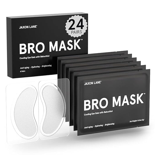 BRO MASK Under Eye Patches for Men with Hydrogel (4 x 6 pairs) - Anti-Aging Korean Eye Masks for Dark Circles and Puffiness- Puffy Under Eye Treatment - Perfect Skin Care Stocking Stuffers for Men