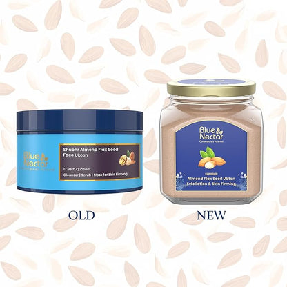 Blue Nectar Almond Ubtan Powder Face Pack for Anti-Aging and Firming | Natural Exfoliator for Face with Multani Mitti Powder (3.5 Oz, 12 Herbs)