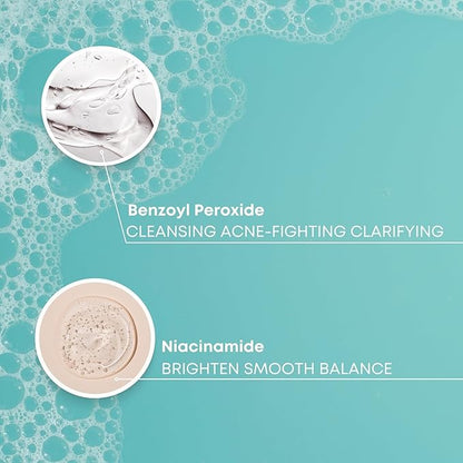 Gle Clean Acne Foaming Wash Face, Skin, Back and Body - 6.7 Fl Oz - Dermatologist-Tested Non-Foaming Cleanser - Vegan, Cruelty-Free