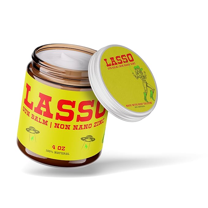 Sun Balm – Natural Moisturizing Balm with Non-Nano Zinc, Beeswax & Vitamin E – 4oz Glass Jar – Grass-Fed - finished Tallow – Reef-Safe, Sensitive Skin-Friendly