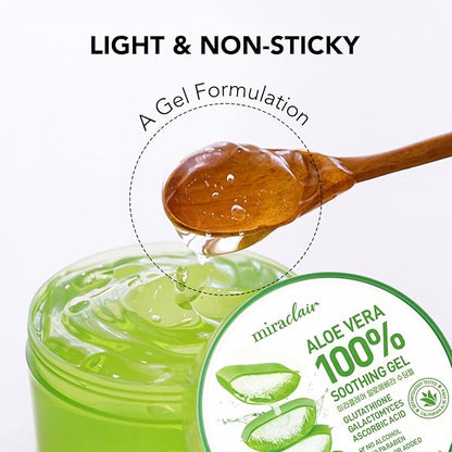 Aloe Vera Gel for Face, Skin, Hair & Sunburn Relief, Made with 100% Pure Aloe Gel for All Skin Types. Made in Korea. 300ml (10.1fl.oz) (3)