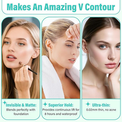 Face Lift Tape Invisible, Facelift Tape for Face, Neck Strips Lift Turkey Neck, Skin Lifting Tapes V Edge Patches for Wrinkle, Jowl, Eye, Double Chin, Loose Sagging Skin (1 Count (Pack of 280))