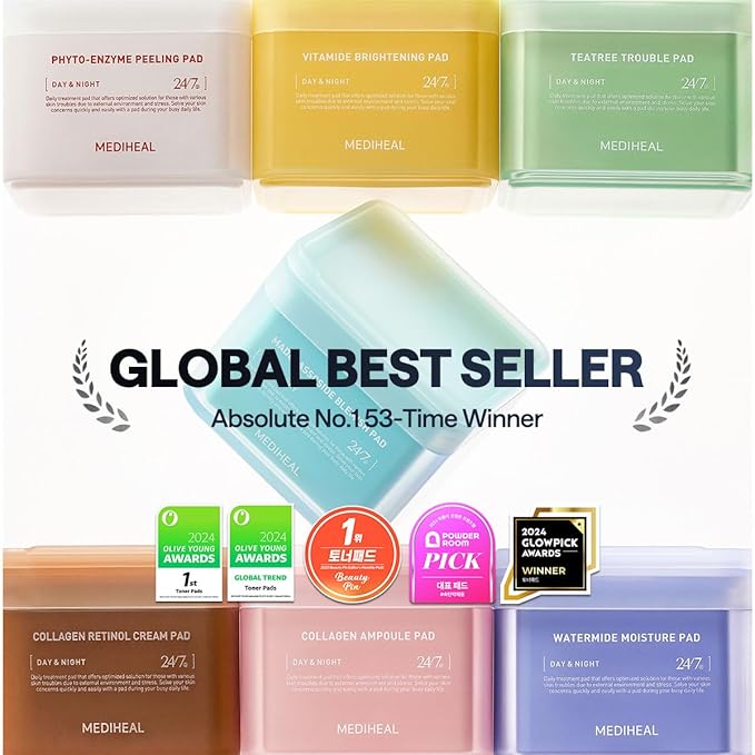 Mediheal Retinol Collagen Under Eye Patches & Collagen Ampoule Pad for Daily Skin Elasticity Care