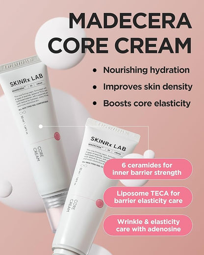 SKINRxLAB MadeCera Core Cream – Korean Anti-Aging Face Moisturizer with Ceramides, Peptides, Liposomal TECA for Deep Hydration, Firming, Plumping, Volumizing & Radiant Complexion, 1.69oz.