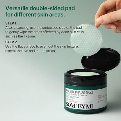 SOME BY MI AHA BHA PHA 30 Days Miracle Truecica Clear Pad – Pack of 2 – Korean Exfoliating Centella Face Toner Pads – Gently Clears Impurities, Refines Pores & Smooths Skin Texture – Korean Skin Care