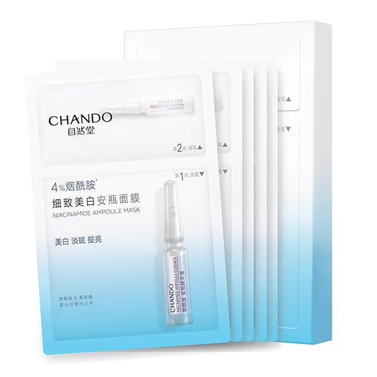 2-Step Niacinamide Brightening Ampoule Mask (1.5ml+33mlx5 PCS) - Hydrating Mask with Niacinamide, Himalayan Barley Beta-Glucan & Glacier Water for Spot Reduction