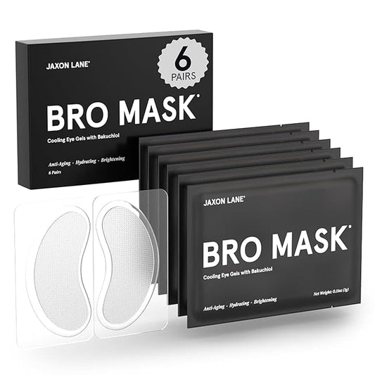 BRO MASK Under Eye Patches for Men with Hydrogel (6 pairs) - Anti-Aging Korean Eye Masks for Dark Circles and Puffiness- Puffy Under Eye Treatment - Perfect Skin Care Stocking Stuffers for Men
