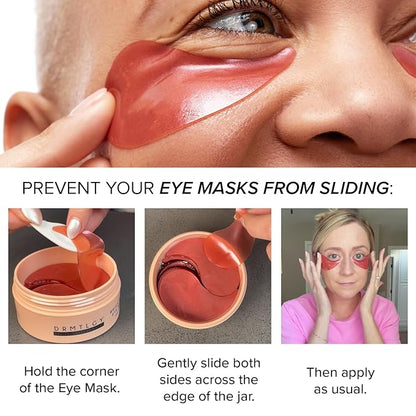 DRMTLGY Brightening Eye Masks (30 Pairs) - Caffeine Eye Masks for Dark Circles and Puffiness with Hyaluronic Acid, Eye Patches for Puffy Eyes - 2 pack