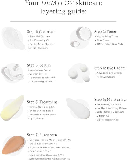 DRMTLGY Essential Facial Cleanser - Gentle Face Cleanser and Face Wash for Women and Men with Anti-Aging Peptides & Hyaluronic Acid. 6.9 fl oz