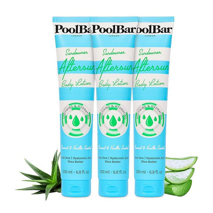 PoolBar Sundowner Aftersun Body Lotion for Women & Men Skin Care, Hydration & Soothing Relief, Coconut & Vanilla Scent Sun Care, Enriched with Hyaluronic Acid, Shea Butter, & Aloe Vera, 200ml (3 Pack)