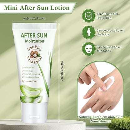 24 Pcs After Sun Lotion Mini Aloe Vera Lotion Bulk Travel, 1 oz Travel Size Aloe Vera Skin Moisturizer Organic Mini Sunscreen Bulk Party Favor Moisturizing for Face and Body