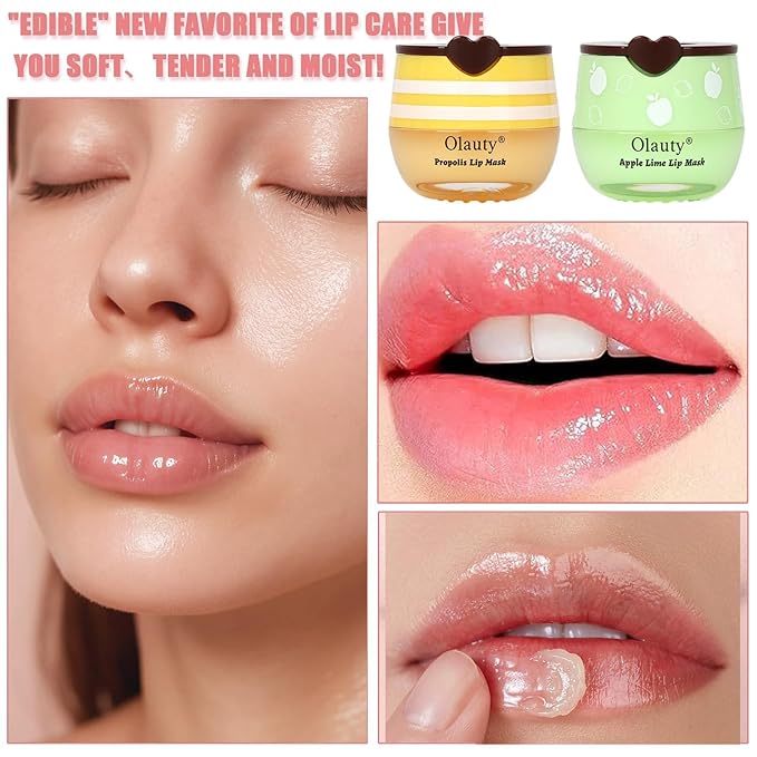 8 PCS Bee Lip Balm Honey Pot,Honey Lip Balm Lip Mask,Propolis Moisturizing Lip Sleeping Mask Reduces Lip Lines,Hydrating Prevention Dry and Cracked Lip Scrubs Exfoliator