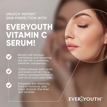 Vitamin C Serum for Face with Stem Cells, Niacinamide, Hyaluronic Acid & Vitamin E – Anti-Aging Retinol Facial Serum Glycolic Acid & Retinal for Brightening, Hydrating & Firming Skin – Made in USA