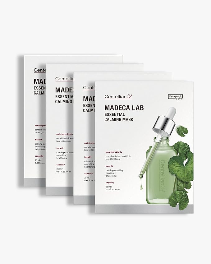 CENTELLIAN 24 Madeca Mask (Extra Calming, 24pc) - Face Mask Sheet for Ultra Calming, Soothing for Sensitive, Acne-prone Skin with Centella Asiatica, TECA, Niacinamide. Korean Skin Care for Men Women
