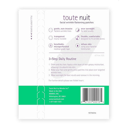 Toute Nuit Wrinkle Patches – Grooves – Face Tape for Maximum Forehead Coverage – Hypoallergenic Anti Wrinkle Patches – 20 Count, Made in USA (Pack of 2)