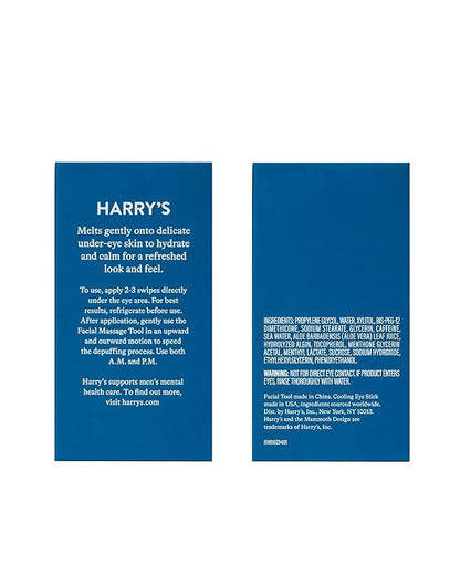 Harry's Cooling Eye Kit for Men - Gua Sha Depuffing Facial Massage Tool and 2 Cooling Eye Sticks