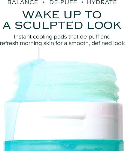 Ice Sorbet Toner Pads | Skin Prep Wipes for Puffiness, Under Eye Bags & Instant Face Lift | Gel Pads for Sunburn Relief & After Sun with 30% Glacial Water & Caffeine | Pack of 2 (120 Count)