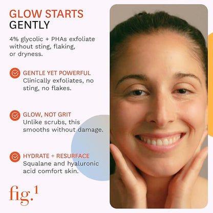 Fig.1 Glycolic Glow Treatment – 4% Glycolic Acid Face Exfoliant, Exfoliating & Glowing Emulsion, Chemical Peel for Radiant Skin, Hydrating PHA & Squalane, Vegan, 30 ml