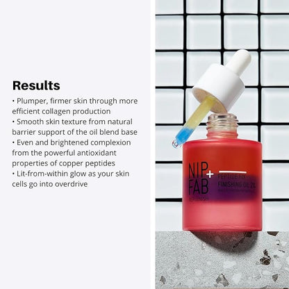 Nip+Fab Peptide Fix Finishing Oil 2%, 1.01 fl oz, Perfect Finish for All Skincare Routines, For All Skin Types, Support the Skin Barrier for a Smoother, Firmer-Looking Complexion