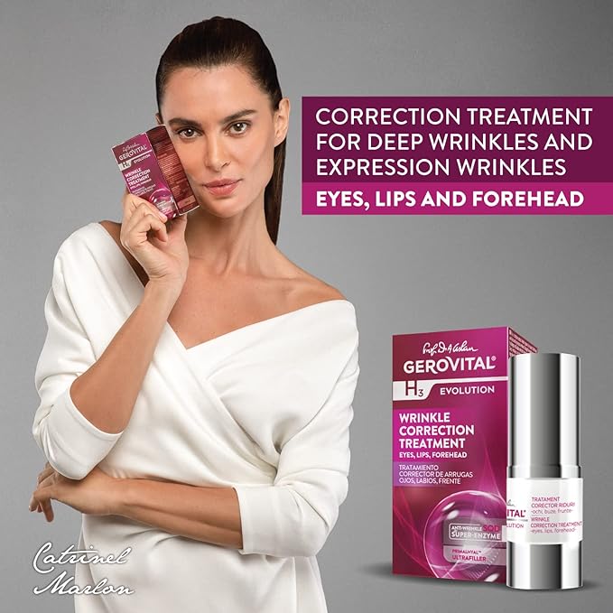 GEROVITAL EVOLUTION Anti-Wrinkle Serum for Eyes, Lips and Forehead Area with Hyaluronic Acid, Vitamin A and E, Reduces Deep Wrinkles, Improves Skin Elasticity, ‎15 ml