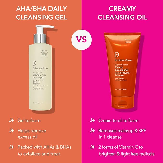 Dr Dennis Gross Vitamin C Lactic Creamy Cleansing Oil, Removes Makeup & SPF, 6 Fl Oz