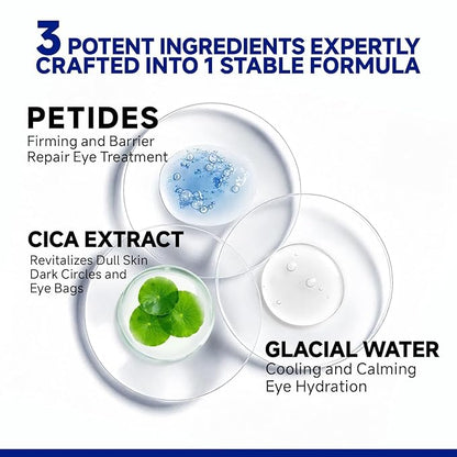 Peptide Cooling Under Eye Patches, Soothing Eye Patches Instant Reduces Dark Circles and Puffiness, Calming Under Eye Mask with Glacial Water for Bags Treatment, 24 Pairs