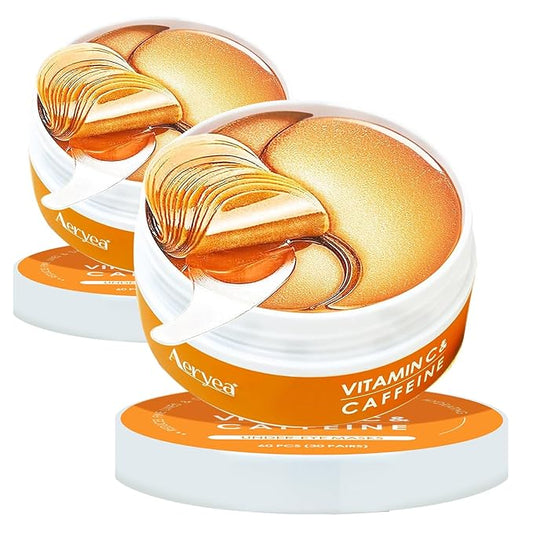 Under Eye Patches with Vitamin C & Caffeine 30 Pairs for Dark Circles, Fine Lines and Puffiness, with Niacinamide Hydra-Gel Collagen, Skin Care for Men & Women - 2 PACK
